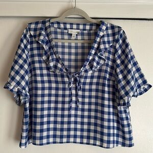 Topshop gingham cropped blouse